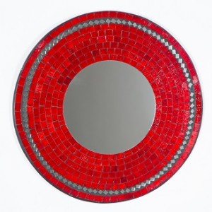 MIRROR MOSAIC ROUND RED 40cm